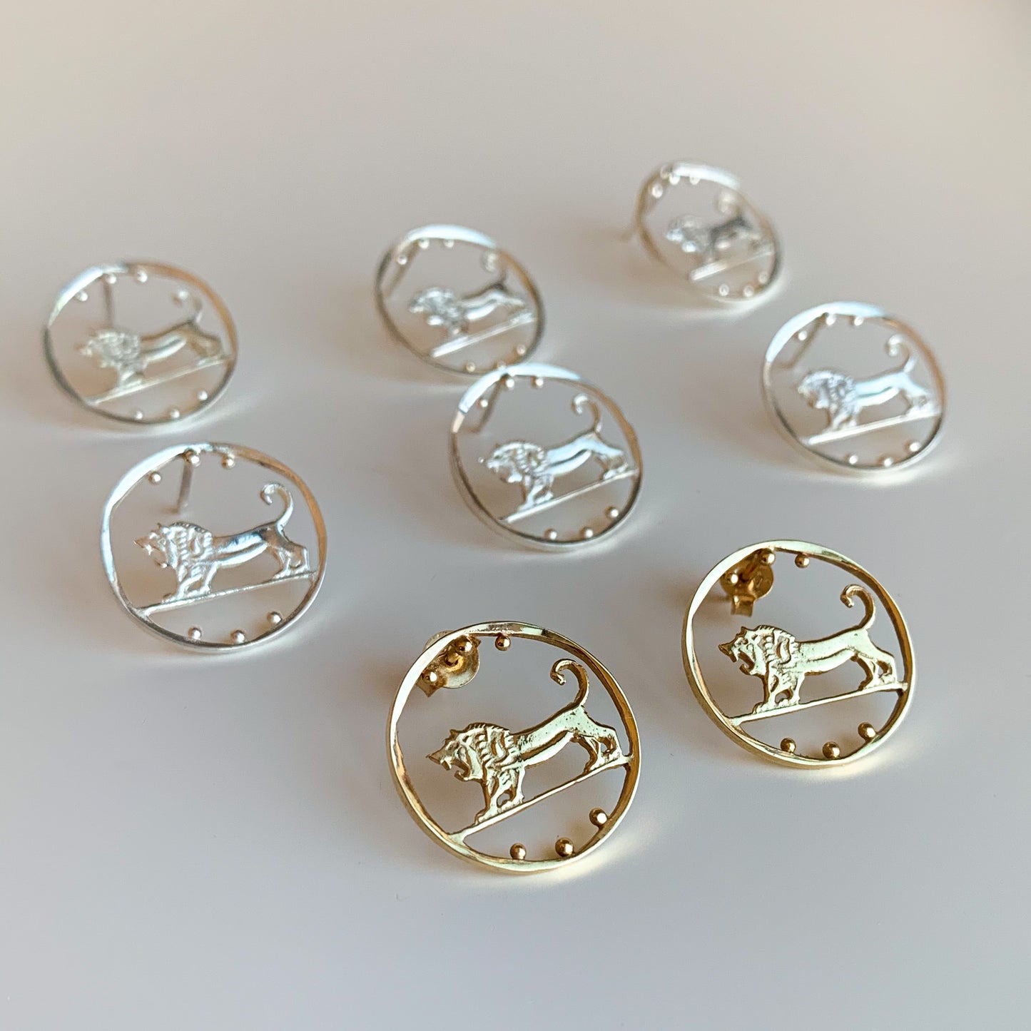 Lion stud earrings